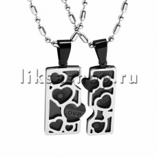 Кулон для влюбленных KL078 Парные плиточки LOVE
